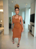 Catch Up Boo Cognac Dress