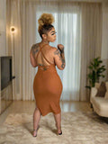 Catch Up Boo Cognac Dress